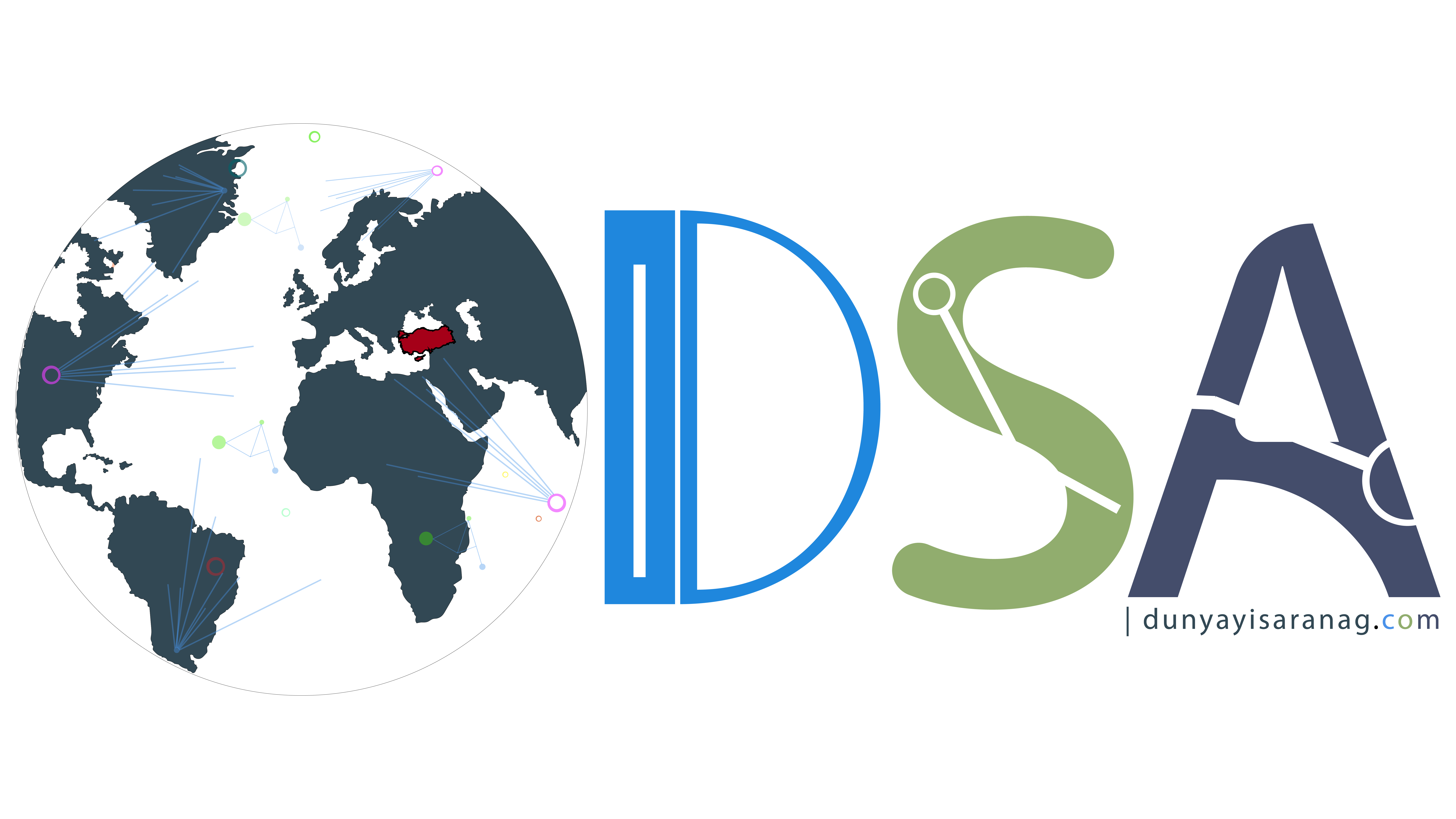 DSA logosu - Türkiye merkezli küresel teknoloji ağını temsil eden dünya haritası illüstrasyonu - dunyayisaranag.com